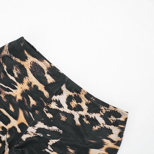 Detail of high-elasticity waist with leopard print pattern on high-quality fabric