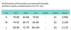 Size guide for women's polka dot bodycon mini dress showing S, M, and L measurements