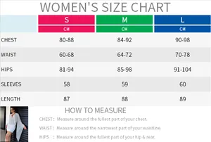 Polka dot mesh long sleeve dress size chart with detailed body measurements for women