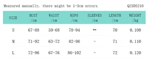 Detailed size chart for women's denim print halter dress with manual measurements