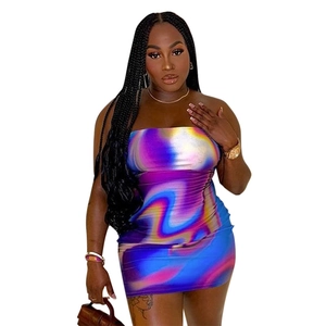 Kleurrijke strapless mini bodycon jurk voor dames met artistieke tie-dye print patronen