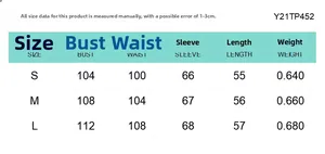Size chart showing bust, waist, and length measurements for this slim fit padded jacket