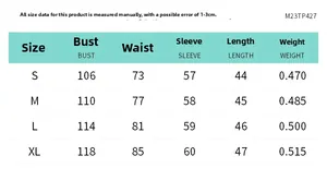 Size chart for women's sequin jacket showing bust, waist, and length measurements