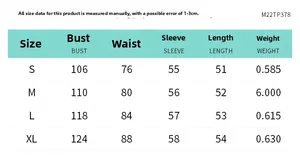 Detailed size chart for solid color long sleeve zipper padded jacket from S to XL sizes