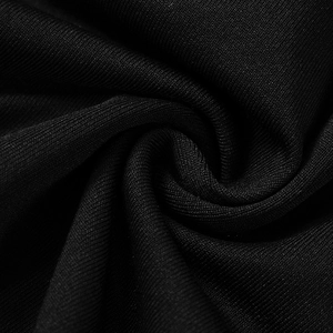 Close-up of black ribbed knit fabric showing soft texture and fine stitching detail