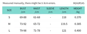 Maattabel voor dames jumpsuit met afmetingen voor borst, taille en totale lengte