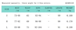 Detailed size chart for women's slim print dress featuring bust, waist, and hip measurements
