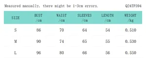 Detailed size chart for long sleeve slim knit cardigan showing S, M, L measurements