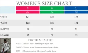 Detailed size chart for women's distressed knit sweater showing chest and sleeve measurements