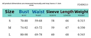 Detailed size chart for off-shoulder long sleeve dress with bust and waist measurements
