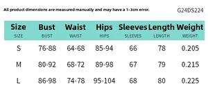 Size chart table for elegant one-shoulder ruffled sleeve mini dress in sizes S to L