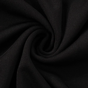 Gros plan sur un tissu en maille côtelée noire montrant une texture fine et un drapé élégant