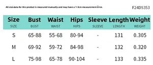 Tableau des tailles détaillé pour robe longue bustier avec mesures poitrine, taille et hanches