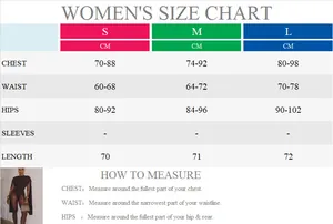 Detailed size chart for women's sleeveless cowl neck bodysuit including S, M, and L sizes