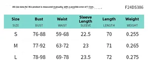 Tableau des tailles pour robe asymétrique unie avec mesures de buste et de taille