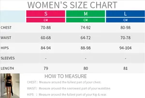 Detailed women's size chart for slim fit summer dress with chest, waist, and hip measures