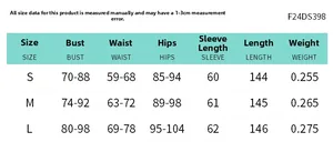 Detailed size chart for women's off-shoulder mesh dress including S, M, and L measurements