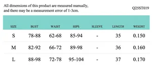 Detailed size chart for street style printed set including bust, waist, and hip measurements