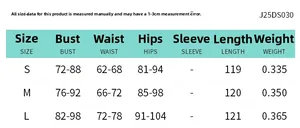 Detailed size chart for the strapless mesh ruched maxi dress in S, M, and L sizes
