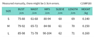 Detailed sizing guide showing bust, waist and hip measurements for this sexy bodysuit