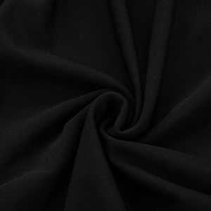 Detail of black ribbed knit fabric showing rich texture and elegant spiral pleats