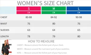 Detailed size chart for the elegant sequined long sleeve dress with measuring guide