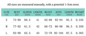 Detailed size chart for long sleeve cowl neck top and slim pants set showing measurements