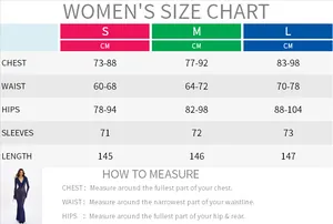 Women's detailed size chart in CM for v-neck long sleeve flocked mesh maxi dress