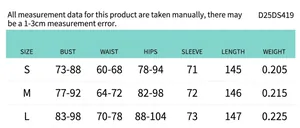 Size chart for V-neck flared sleeve maxi dress with bust, waist, and length measurements
