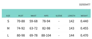 Size chart for elegant strapless chiffon maxi dress showing bust waist and hip measurements