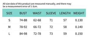 Tableau des tailles détaillé pour haut élégant ajusté avec dimensions pour S M L