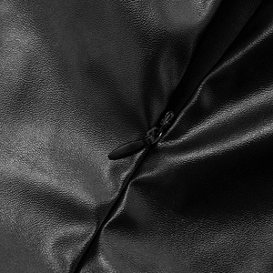 Macro shot of black PU leather texture with high-quality invisible zipper detailing