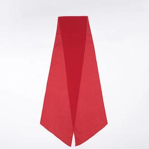 Detail of red chiffon shoulder ribbon and elegant fabric texture for maxi dress
