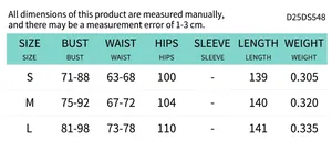 Detailed size chart for sleeveless halter long dress showing S M L measurements in cm