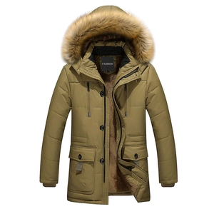 Parka Invernale da Uomo Media Lunghezza Con Collo in Pelliccia Sintetica Foderato in Pile Cappotto Caldo Imbottito Antivento Giacca Outdoor Casual