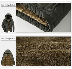 Dettaglio della giacca termica da uomo con fodera in pile e design dell'orlo a costine