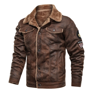 Men's Vintage Suede Shearling Jacket Faux Fur Lined Thick Warm Winter Coat Lapel Collar Casual Workwear Jacket For Men