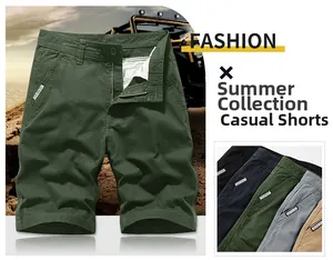 Detail of army green cotton cargo shorts showing pocket texture and outdoor rugged design