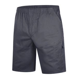 Pantalones cortos cargo gris oscuro para hombre con cintura elástica y bolsillos