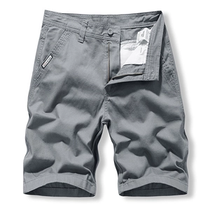 Men's Cotton Cargo Shorts Casual Summer Outdoor Multi-Pocket Washed Solid Color Straight Leg Mid-Waist Workwear Shorts For Men