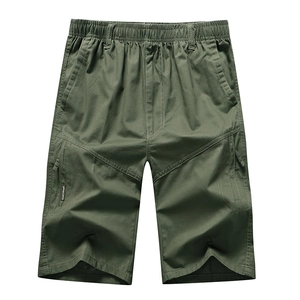 Pantalones Cortos Cargo de Hombre 100% Algodón Ajuste Holgado Multibolsillos Shorts Casuales de Verano Con Cintura Elástica