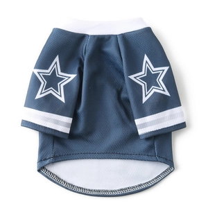 Close-up of breathable mesh fabric on dog soccer jersey with star pattern and stripes