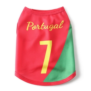 Portugal soccer jersey for dogs with breathable mesh fabric and sporty red-green design