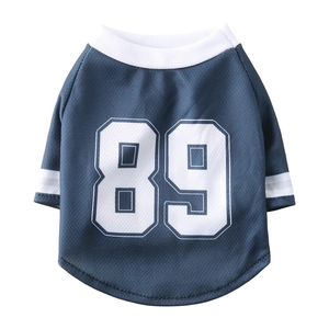 Mesh breathable 2026 soccer jersey for dogs in navy blue with white number 89 print