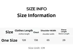 Tableau des tailles détaillé pour peignoir long en satin pour femme avec mesures en cm