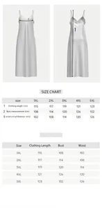 Size guide table for plus size women ice silk nightgown showing measurements from 1XL to 5XL