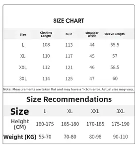 Detailed size chart for men's silk bathrobe showing measurements in CM and KG
