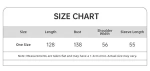 Detailed size chart for baroque satin robe set including length and chest measurements