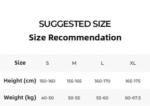 Women's luxury sleepwear set size chart showing height and weight for sizes S to XL