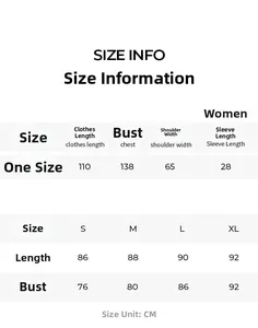 Detailed size chart for women's satin robes featuring S-XL and one-size measurements